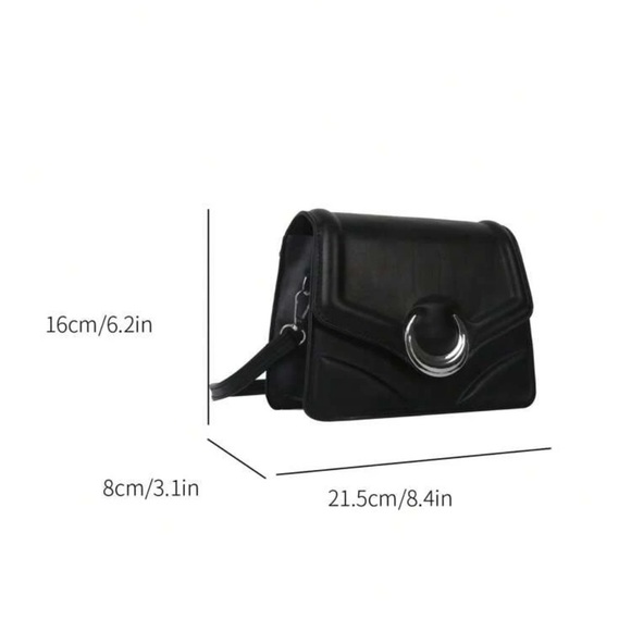 Black Decor Crescent Stitch Flap Purse - Picture 5 of 6